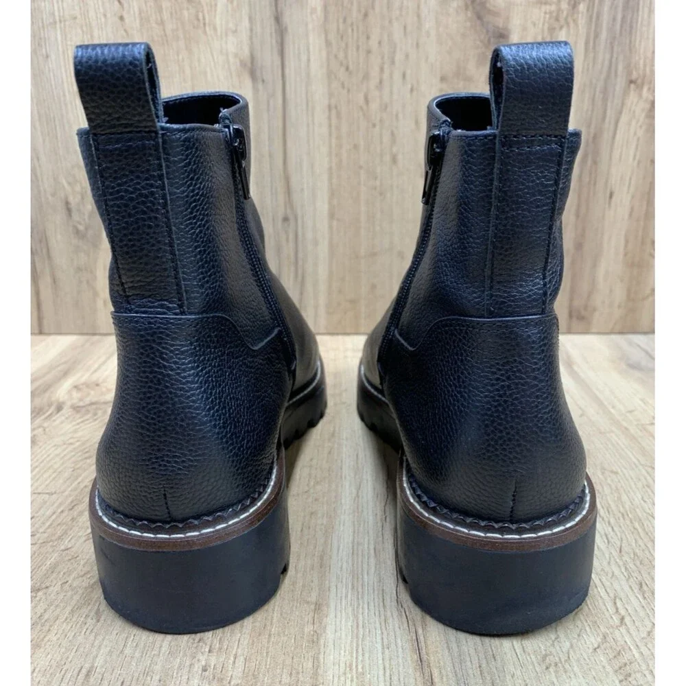 Nordstrom Women Miller 2 Lea Ankle Boots Black Leather Water Resistant Size 10 M